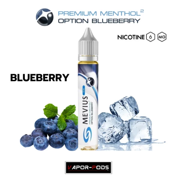 น้ำยาบุหรี่ไฟฟ้าฟรีเบส MEVIUS กลิ่น Blueberry