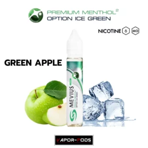 น้ำยาบุหรี่ไฟฟ้าฟรีเบส MEVIUS กลิ่น Green Apple