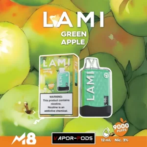 Lami M8 9000 Puffs_Green Apple_พอตใช้แล้วทิ้ง 9000 คำ