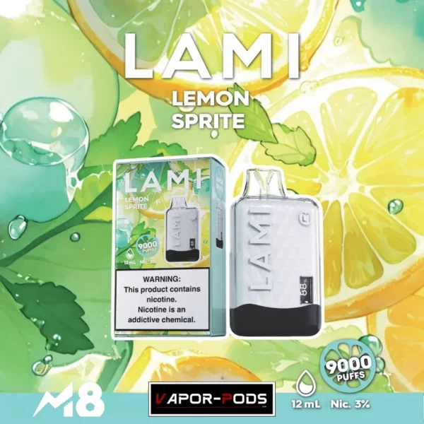 Lami M8 9000 Puffs_Lemon Sprite_พอตใช้แล้วทิ้ง 9000 คำ