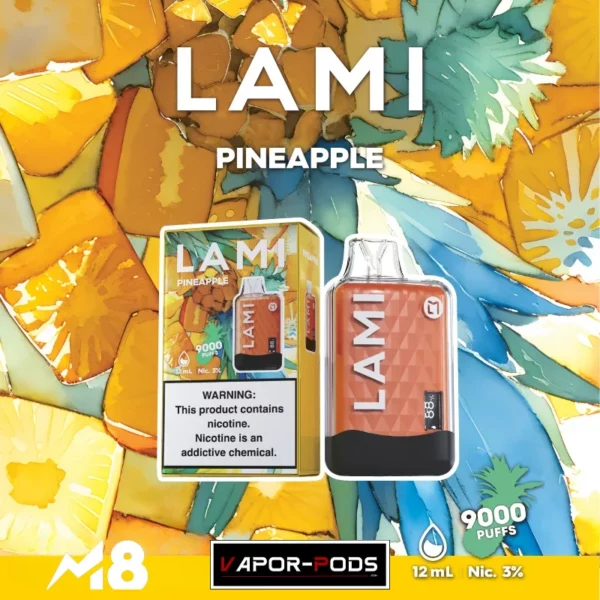 Lami M8 9000 Puffs_Pineapple_พอตใช้แล้วทิ้ง 9000 คำ