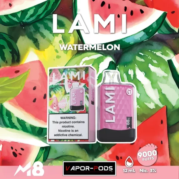 Lami M8 9000 Puffs_Watermelon_พอตใช้แล้วทิ้ง 9000 คำ